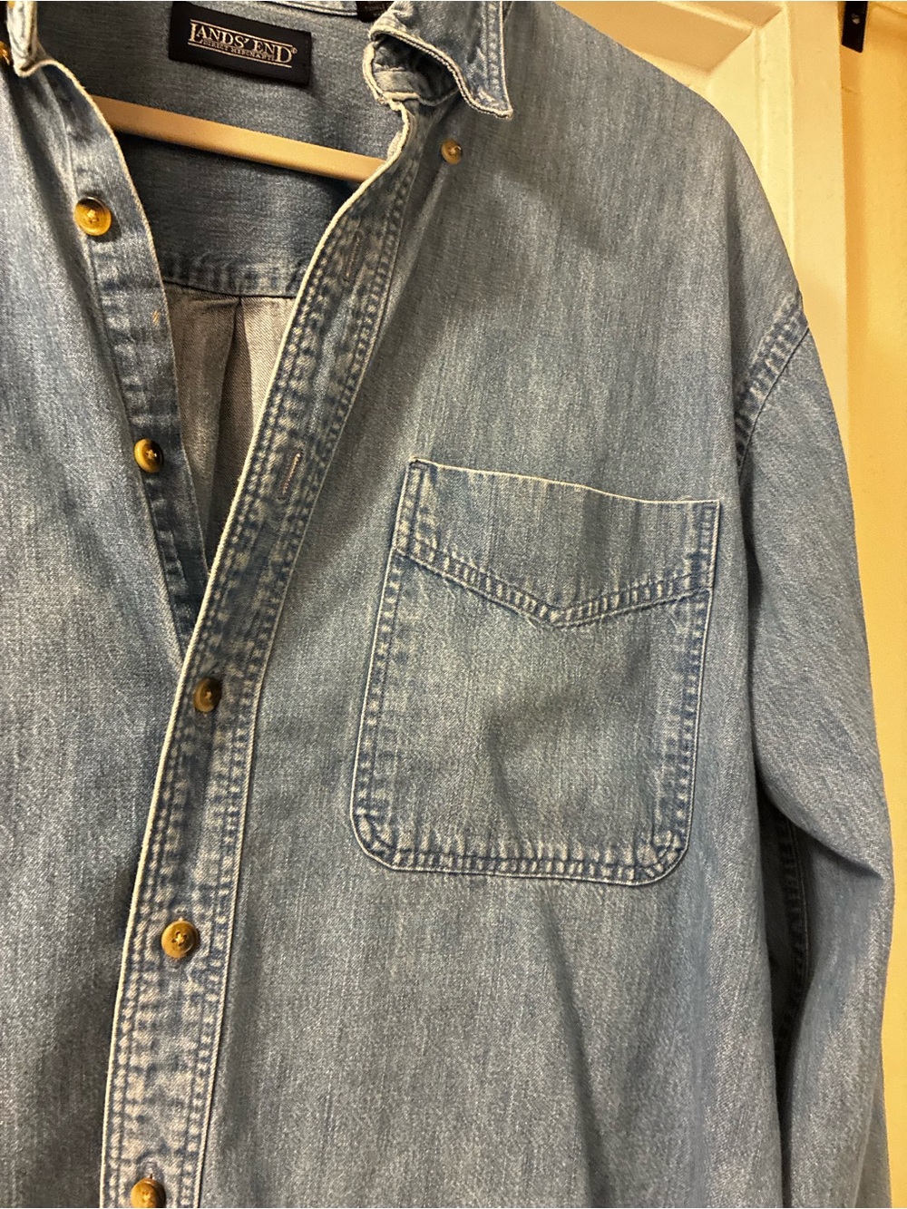 Oversize Lands End Blue Denim Button-up Overshirt - Picture 4 of 11